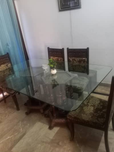 dining table good condition original wood material 6 chair
