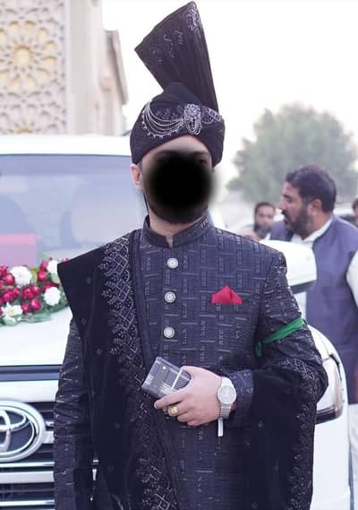 Designer Black Groom Sherwani set