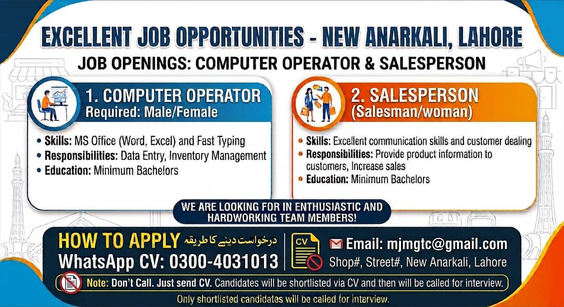 Sales Person/Computer Operator Required 0