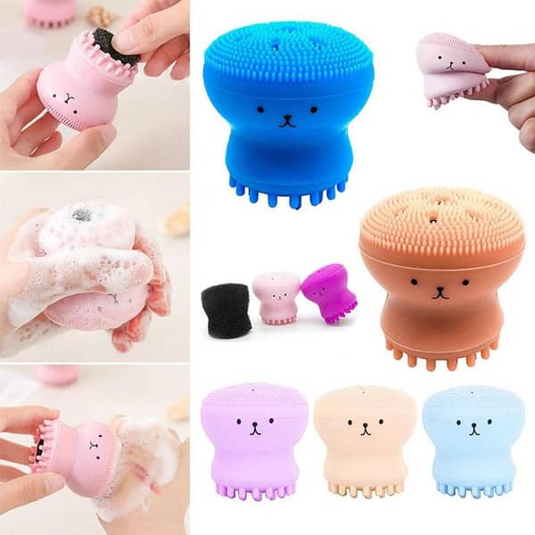 T  Silicone Facial Cleansing Makeup Cleaner Tool Skin Care Deep Pore Black Heads Removal Manicure Pedicure Face Scrub Washing Brush Massager