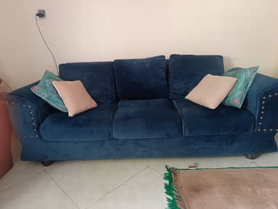 7 seater Sofa set (3+2+1+1)   Colour/fabric: dark blue velvet