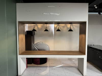Premium Wooden Lunch Bar Table with 4 Hanging Pendant Lights