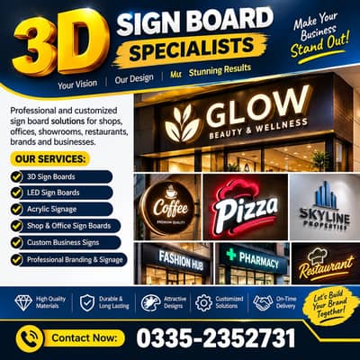 3D Sign Board Specialists | LED & Custom Signage Services