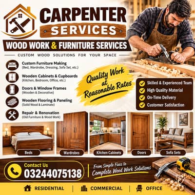 Carpenter Services | Wood Work & Furniture Making | Custom Furniture