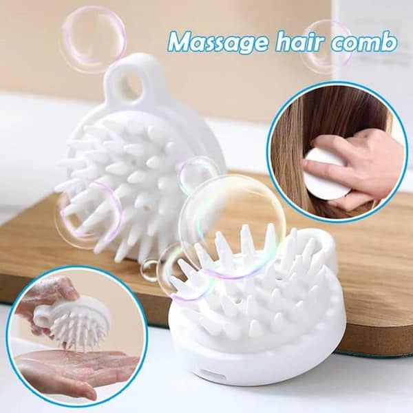 T  1Pcs Silicone Shampoo Shower Body Washing HairMassager Brush Comb - White