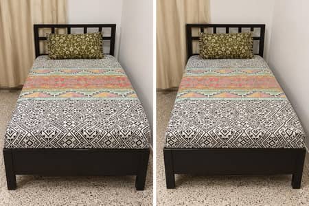 Two wooden single bed. 3ft by 6ft