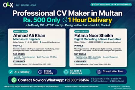 CV Maker Multan - Rs. 500 Only - Professional ATS CV - 1 Hour Delivery