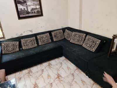 L shape Sofa Black