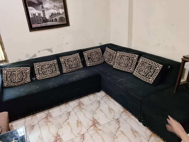 L shape Sofa Black 0