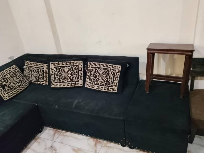 L shape Sofa Black 1