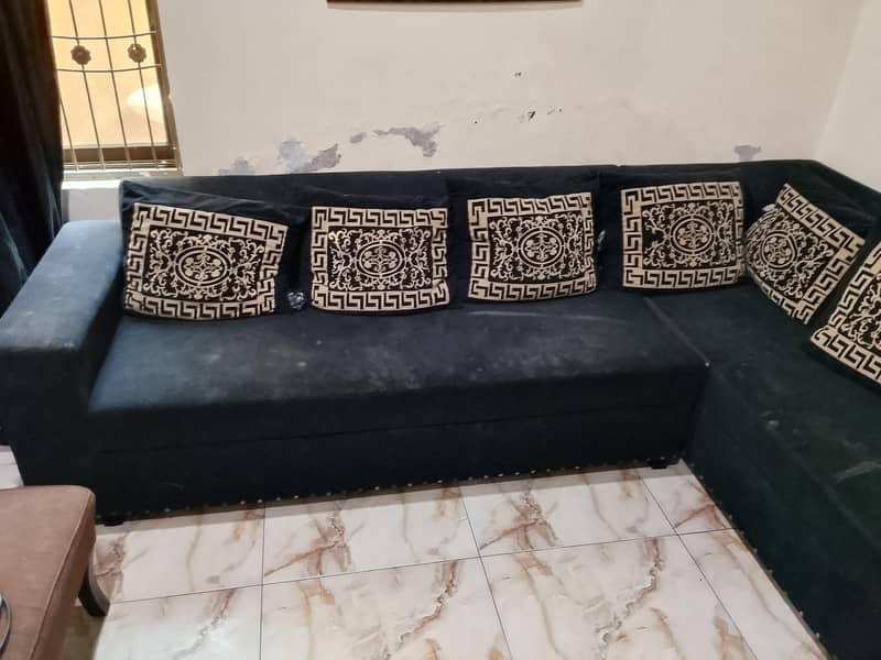 L shape Sofa Black 2