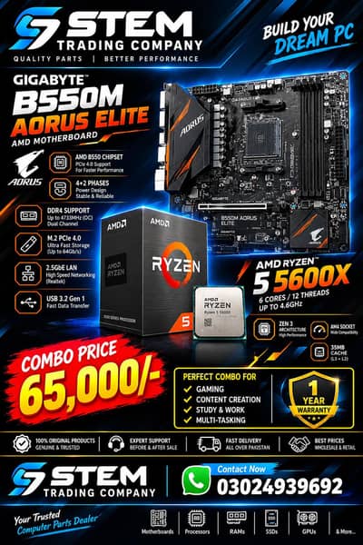 Gigabyte B550m Aorus Elite + Ryzen 5-5600x