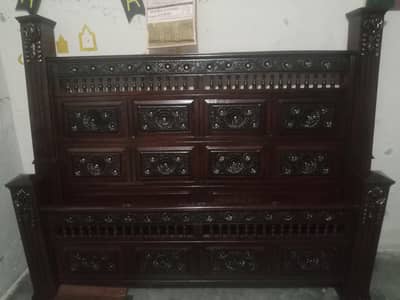 Sheesham Wood Gujarati Design Bed | Used Bed
