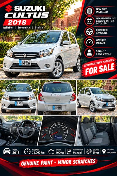 Suzuki Cultus VXL 2018 | 72,000 km | First Owner| Dealership-Maintain