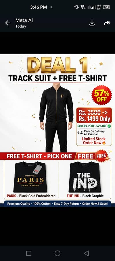 tracksuit with free t shirt 1499 only