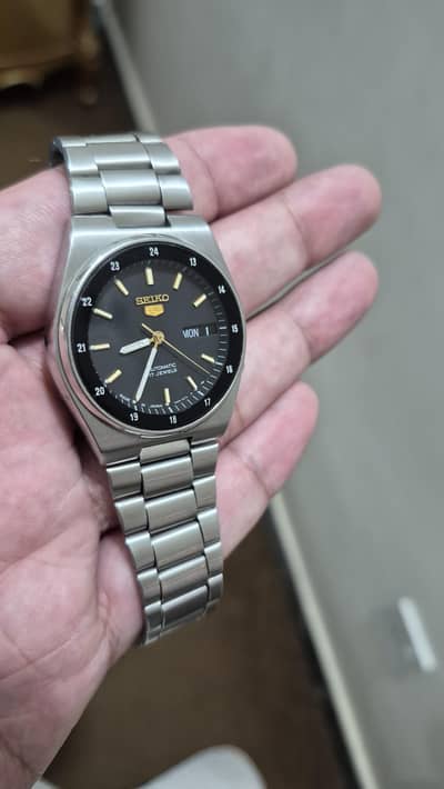 Seiko 5 Watch For Sale | Black & Gold Railway Dial | Perfect Working