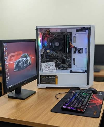 Rayzen 5 Pro 3400GE Gaming PC Setup With LCD AND Keyboard
