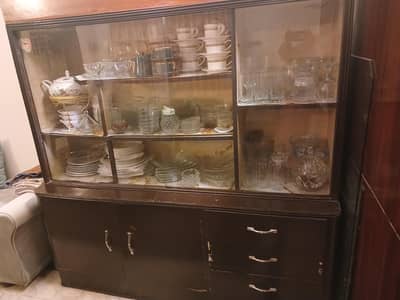 Pure Chinioti Wooden Showcase Cabinet / Crockery Almirah For Sale