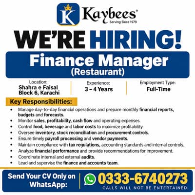Finance Manager - Restaurant (Number Pai CV den )