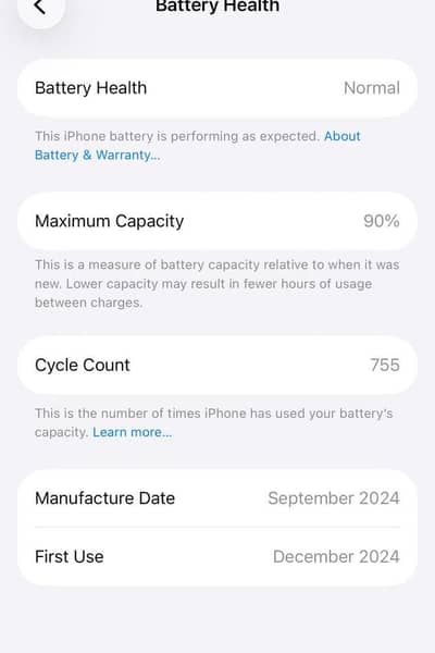 Iphone 6s PTA approved used battery health 90