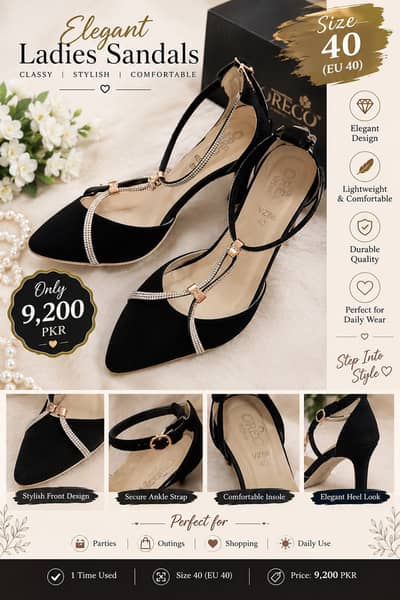 Elegant Ladies Heels | Stylish Black Sandals | Women Heels