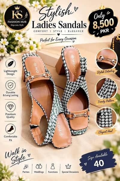 Stylish Ladies Sandals | Women Fancy Heels | Green & White Sandals |