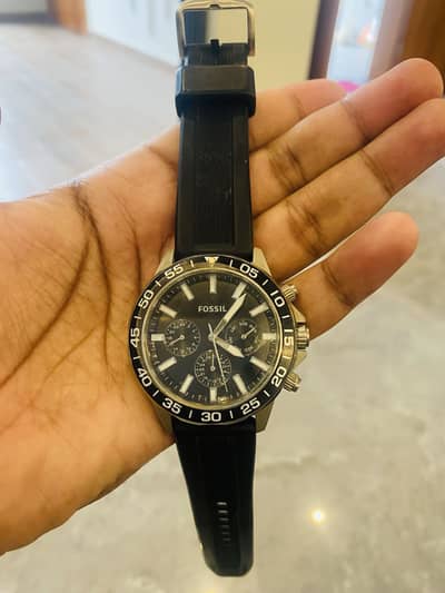 Original Fossil Men’s Chronograph Watch – Black Dial & Rubber Strap
