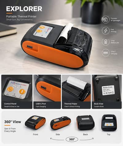 Media Link G3 Portable Bluetooth Thermal Receipt Printer