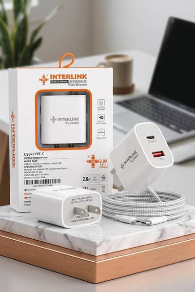 Interlink Turbo 2.8A Fast Adaptor – Dual Output USB & Type-C Charger