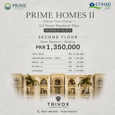 Prime Homes Etihad Town 5 Marla | 1,000 Sq. Ft. | 2-Bed House