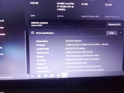 Dell latitude E6230 core i7 8GB RAM 250GB SSD GOOD CONDITION