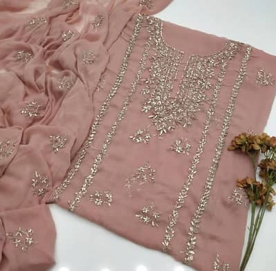 2pc beautiful peach color embroided Gota work suit