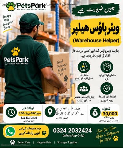 Wherehouse Helper Staff Required _ Urgent Hiring _ Male jobs _ Jobs