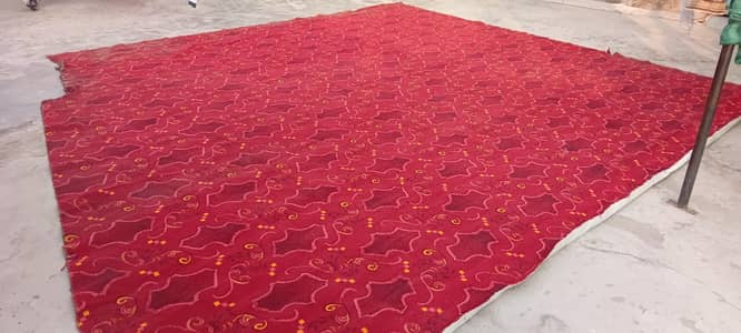 Large Red Wall-to-Wall Carpet (Approx 12x14 ft) - Solid Backing