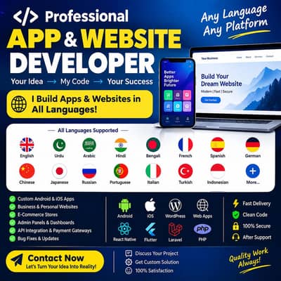 Professional App & Website Developer | Android, iOS & Web