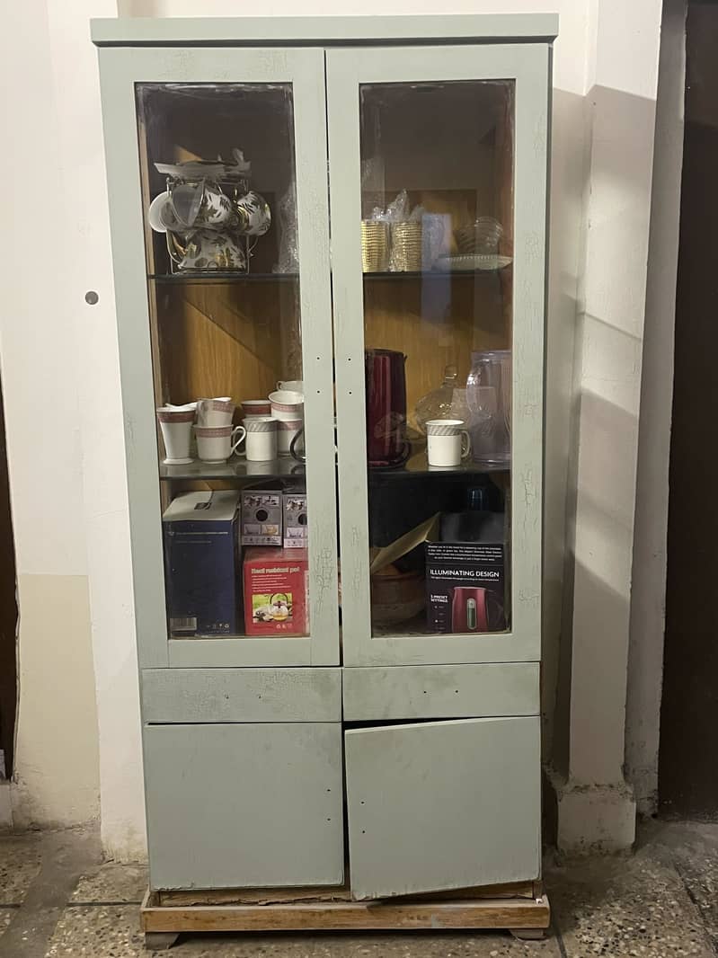 Habitt Crockery Showcase | Glass Display Cabinet | Furniture Showcase 0