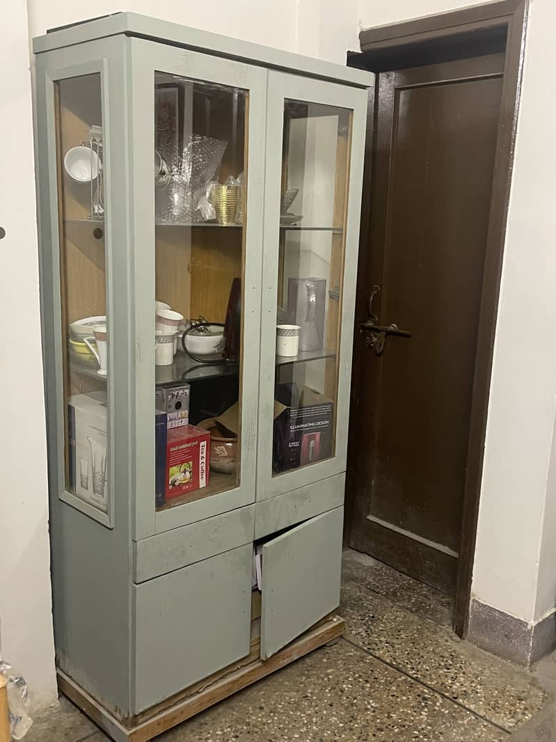Habitt Crockery Showcase | Glass Display Cabinet | Furniture Showcase 1