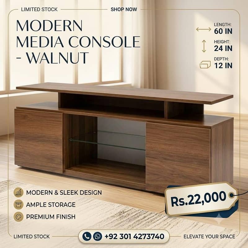 Media console walnut 1