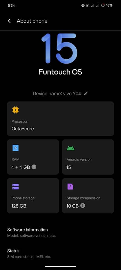 Vivo Y04 all ok 10/9