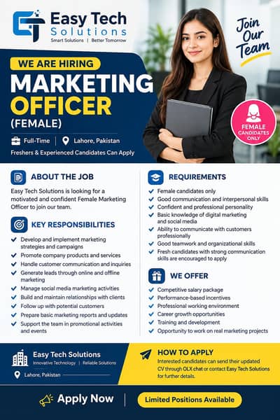Female Marketing Officer  Easy Tech Solutions
