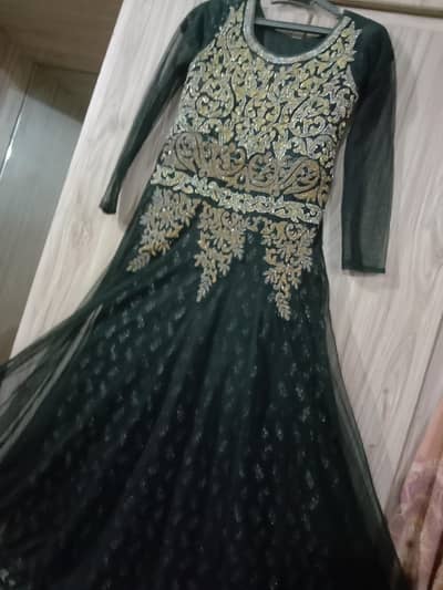 Dark Black Heavy Embroidered Maxi / Party Frock
