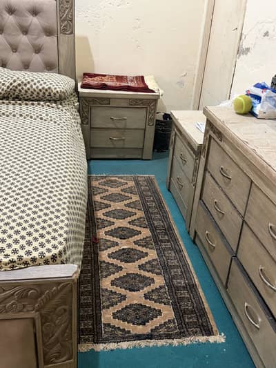 Double bed and Dawlance medium size used fridge