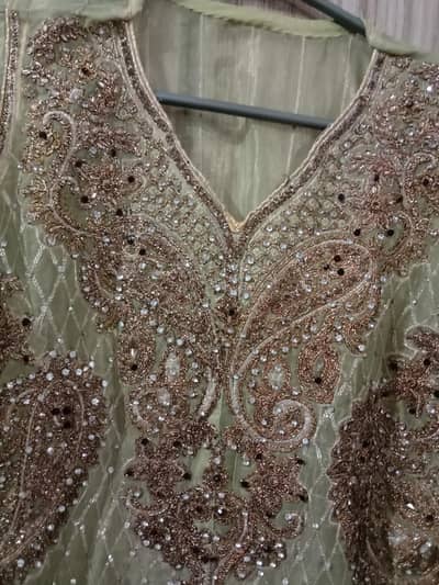 Fancy Light Green Heavy Embroidered Dress / Shirt
