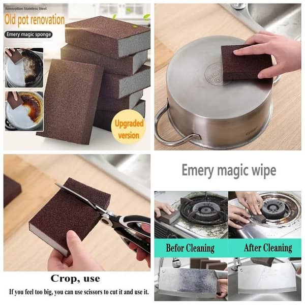 T  2Pcs Kitchen Scrubbers Eraser Sponge Dish Sponge Kitchen Scrubber Brush Kitchen Cleaning Sponge Bathroom Cleaning Brush Furniture Sponge Rust Remover Brush Power