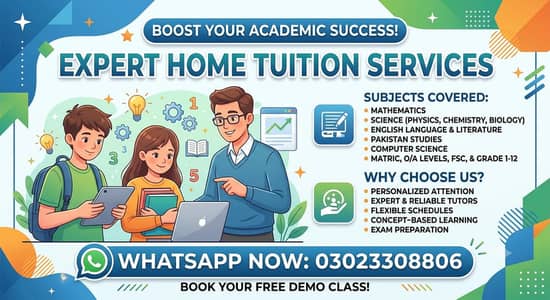 Home Tutor Available | UET Engineer | Up to F. Sc, Matric & O-Levels