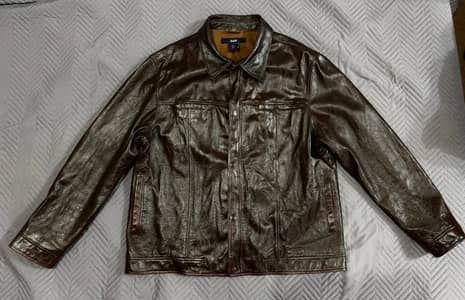 Gap Genuine Cow Leather Jacket, Brown, XL