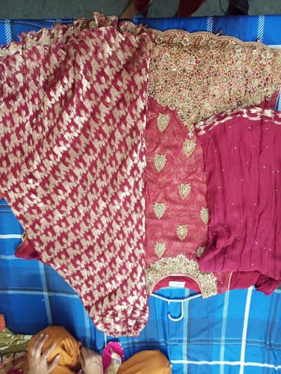 Heavy embroidery maroon short shirt with plazo