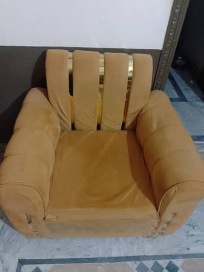 Sofa set  (5 seaters) with brass style