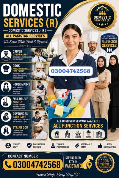 Maids, Cooks, Patient & Baby Care Staff Available