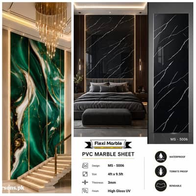 PVC marble sheet-Flexistone-interior decorator-gypsum ceiling ideas